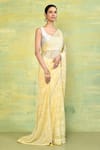 Buy_Nazaakat by Samara Singh_Yellow Chiffon Woven Floral Kinjal Flower Saree With Running Blouse_Online_at_Aza_Fashions