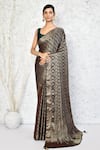 Buy_Nazaakat by Samara Singh_Grey Pure Silk Woven Mughal Kruti Saree With Running Blouse_at_Aza_Fashions