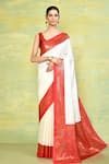 Buy_Nazaakat by Samara Singh_Off White Silk Blend Printed Geometric Saree With Running Blouse_at_Aza_Fashions
