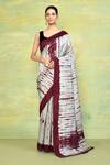 Buy_Nazaakat by Samara Singh_Grey Bhagalpuri Silk Printed Tie Dye Saree With Running Blouse_at_Aza_Fashions