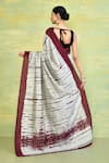 Shop_Nazaakat by Samara Singh_Grey Bhagalpuri Silk Printed Tie Dye Saree With Running Blouse_at_Aza_Fashions
