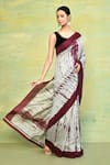 Buy_Nazaakat by Samara Singh_Grey Bhagalpuri Silk Printed Tie Dye Saree With Running Blouse_Online_at_Aza_Fashions