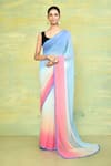 Buy_Nazaakat by Samara Singh_Pink Pure Chiffon Plain Evening Shaded Saree With Running Blouse_at_Aza_Fashions