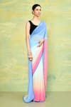 Buy_Nazaakat by Samara Singh_Pink Pure Chiffon Plain Evening Shaded Saree With Running Blouse_Online_at_Aza_Fashions