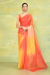 Buy_Nazaakat by Samara Singh_Yellow Organza Plain Evening Shaded Saree With Running Blouse_at_Aza_Fashions