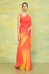 Buy_Nazaakat by Samara Singh_Yellow Organza Plain Evening Shaded Saree With Running Blouse_Online_at_Aza_Fashions