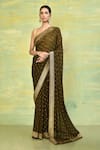 Buy_Nazaakat by Samara Singh_Green Georgette Printed Polka Saree With Running Blouse_at_Aza_Fashions