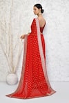 Shop_Nazaakat by Samara Singh_Red Georgette Printed Polka Dot Saree With Running Blouse_at_Aza_Fashions