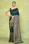 Buy_Nazaakat by Samara Singh_Green Silk Blend Woven Floral Pattern Saree With Running Blouse_at_Aza_Fashions