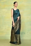 Buy_Nazaakat by Samara Singh_Green Silk Blend Woven Floral Pattern Saree With Running Blouse_Online_at_Aza_Fashions