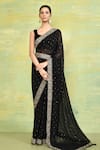 Buy_Nazaakat by Samara Singh_Black Georgette Embroidered Thread And Sequin Riddhi Saree With Running Blouse_at_Aza_Fashions
