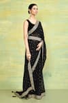 Buy_Nazaakat by Samara Singh_Black Georgette Embroidered Thread And Sequin Riddhi Saree With Running Blouse_Online_at_Aza_Fashions