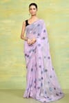 Buy_Nazaakat by Samara Singh_Purple Georgette Embroidered Sequin Work Kesari Saree With Running Blouse_at_Aza_Fashions