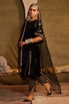 Buy_TABEER INDIA_Black Kurta Silk Velvet Embellished Dabka Round Sequin Set _at_Aza_Fashions