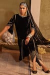 Buy_TABEER INDIA_Black Kurta Silk Velvet Embellished Dabka Round Sequin Set _Online_at_Aza_Fashions