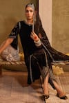 Shop_TABEER INDIA_Black Kurta Silk Velvet Embellished Dabka Round Sequin Set _Online_at_Aza_Fashions