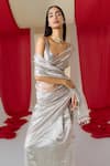 Shop_Ekaya_Grey Tissue Handwoven Stripe Saree  _at_Aza_Fashions