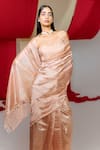 Buy_Ekaya_Peach Tissue Handwoven Linear Saree  _Online_at_Aza_Fashions