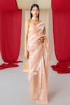 Buy_Ekaya_Peach Tissue Handwoven Linear Saree  _at_Aza_Fashions