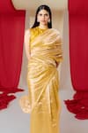 Ekaya_Yellow Tissue Handwoven Linear Saree _Online_at_Aza_Fashions