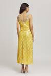 Shop_Kunwaraniritu_Yellow Georgette Embellished Sequins V Neck Dress  _at_Aza_Fashions