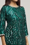 Buy_Kunwaraniritu_Green Georgette Embellished Sequins Round Neck Tunic With Palazzo _Online_at_Aza_Fashions
