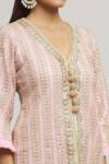 Shop_Kunwaraniritu_Pink Georgette Embroidery Chikankari V Neck Kurta With Sharara  _Online_at_Aza_Fashions