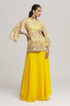 Buy_Kunwaraniritu_Yellow Georgette Embroidery Mirror And Thread Tunic With Skirt  _Online_at_Aza_Fashions