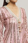 Buy_Kunwaraniritu_Pink Georgette Embellished Sequins V Neck Tunic With Sharara  _Online_at_Aza_Fashions