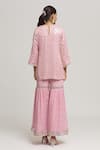 Shop_Kunwaraniritu_Pink Georgette Embellished Sequins Round Chevron Kurta With Sharara _at_Aza_Fashions