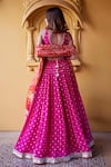 Shop_Chamee and Palak_Pink Georgette Embroidered V Neck Mala Jamewar Lehenga Set  _at_Aza_Fashions