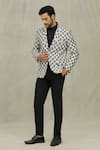 Buy_Aryavir Malhotra_Cream Jacquard Woven Herringbone Blazer _at_Aza_Fashions