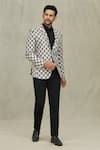 Buy_Aryavir Malhotra_Cream Jacquard Woven Herringbone Blazer _Online_at_Aza_Fashions