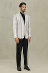 Buy_Aryavir Malhotra_Cream Jacquard Woven Stripe Blazer _Online_at_Aza_Fashions