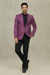 Buy_Aryavir Malhotra_Purple Jacquard Plain Solid Full Sleeve Blazer _at_Aza_Fashions