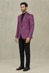 Buy_Aryavir Malhotra_Purple Jacquard Plain Solid Full Sleeve Blazer _Online_at_Aza_Fashions