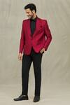 Buy_Aryavir Malhotra_Red Jacquard Plain Full Sleeve Blazer _at_Aza_Fashions