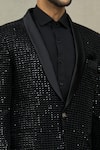 Aryavir Malhotra_Black Velvet Embroidery Sequin Work Blazer _at_Aza_Fashions