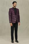 Buy_Aryavir Malhotra_Wine Velvet Embroidery Sequin Diamond Blazer _Online_at_Aza_Fashions