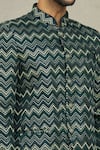 Aryavir Malhotra_Green Terry Rayon Embroidery Thread Chevron Bandhgala _at_Aza_Fashions