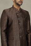 Aryavir Malhotra_Black Jacquard Woven Geometric Bandhgala _at_Aza_Fashions