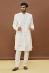 Buy_Arihant Rai Sinha_Off White Sherwani Silk Embroidered Resham Work Jacket And Sleeveless Set _Online_at_Aza_Fashions