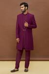 Buy_Arihant Rai Sinha_Wine Silk Embroidered Sequin Jacket And Sherwani Set _Online_at_Aza_Fashions