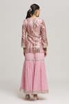 Shop_Kunwaraniritu_Pink Georgette Embellished Sequins V Neck Tunic With Sharara  _at_Aza_Fashions