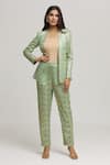 Buy_Kunwaraniritu_Green Georgette Embellished Sequins Open Neck Jacket With Pant  _at_Aza_Fashions