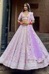 Buy_Riantas_Purple Raw Silk Hand Embroidered Glass Florence Bridal Lehenga Set  _at_Aza_Fashions