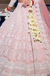 Shop_Riantas_Pink Raw Silk Hand Embroidered Emery 20 Kali Bridal Lehenga Set _at_Aza_Fashions