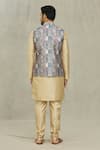 Shop_Aryavir Malhotra_Grey Silk Printed Mughal Bundi And Kurta Set _at_Aza_Fashions