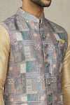 Buy_Aryavir Malhotra_Grey Silk Printed Mughal Bundi And Kurta Set 