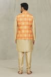 Shop_Aryavir Malhotra_Orange Kurta And Churidar Silk Printed Bandhani Bundi & Set _at_Aza_Fashions